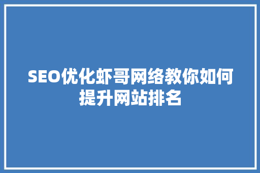 SEO优化虾哥网络教你如何提升网站排名