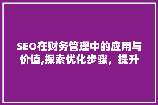 SEO在财务管理中的应用与价值,探索优化步骤，提升财务管理效率