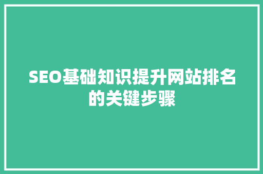 SEO基础知识提升网站排名的关键步骤