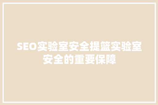 SEO实验室安全提篮实验室安全的重要保障