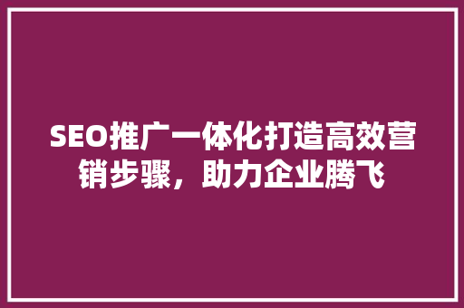 SEO推广一体化打造高效营销步骤，助力企业腾飞