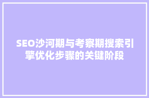 SEO沙河期与考察期搜索引擎优化步骤的关键阶段