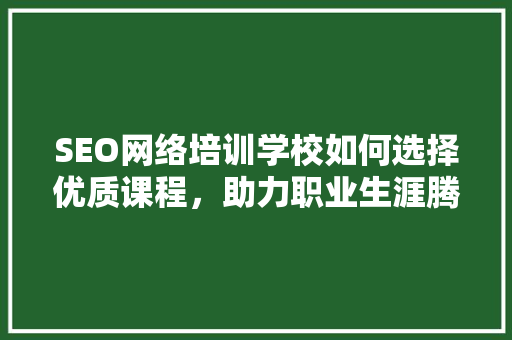 SEO网络培训学校如何选择优质课程，助力职业生涯腾飞