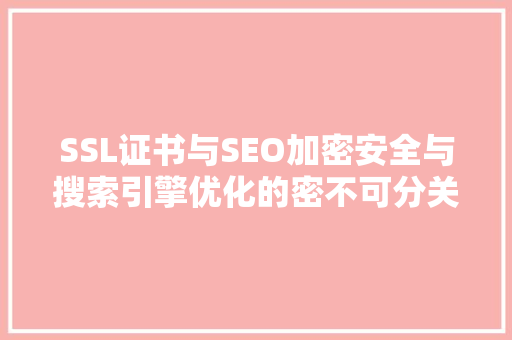 SSL证书与SEO加密安全与搜索引擎优化的密不可分关系