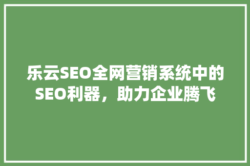 乐云SEO全网营销系统中的SEO利器，助力企业腾飞  第1张