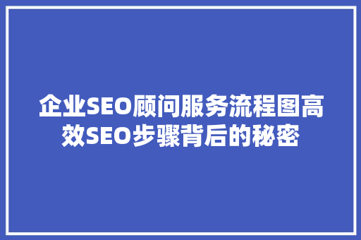 企业SEO顾问服务流程图高效SEO步骤背后的秘密