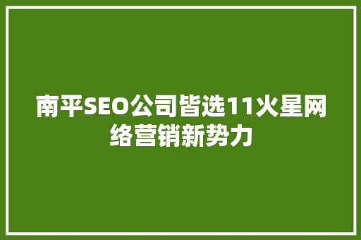 南平SEO公司皆选11火星网络营销新势力
