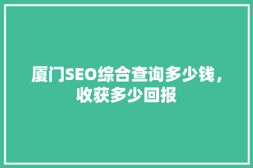厦门SEO综合查询多少钱，收获多少回报