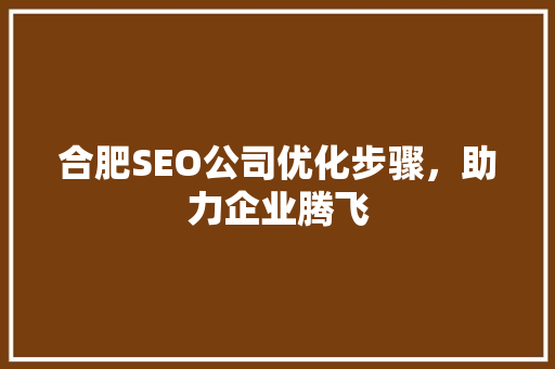 合肥SEO公司优化步骤，助力企业腾飞