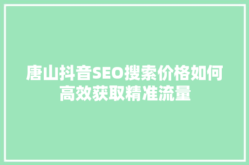 唐山抖音SEO搜索价格如何高效获取精准流量