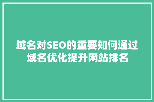 域名对SEO的重要如何通过域名优化提升网站排名