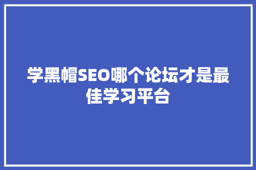 学黑帽SEO哪个论坛才是最佳学习平台  第1张