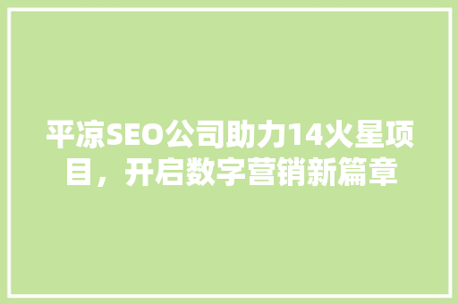 平凉SEO公司助力14火星项目，开启数字营销新篇章