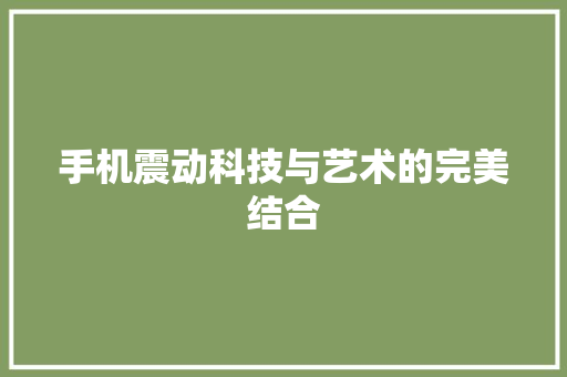 手机震动科技与艺术的完美结合