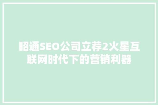 昭通SEO公司立荐2火星互联网时代下的营销利器
