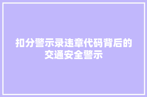 扣分警示录违章代码背后的交通安全警示  第1张