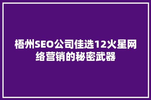 梧州SEO公司佳选12火星网络营销的秘密武器