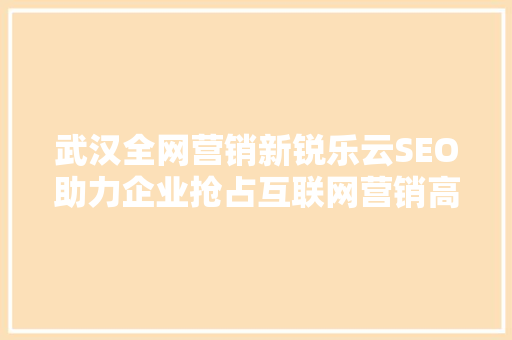 武汉全网营销新锐乐云SEO助力企业抢占互联网营销高地