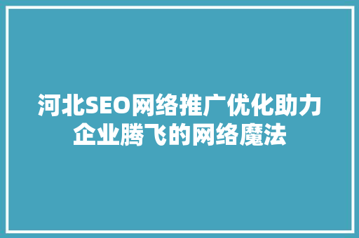 河北SEO网络推广优化助力企业腾飞的网络魔法