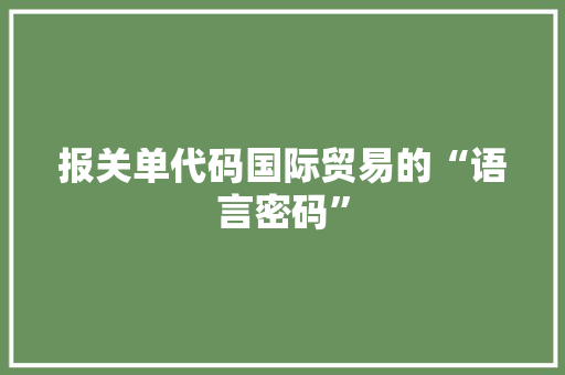 报关单代码国际贸易的“语言密码”