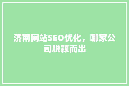 济南网站SEO优化，哪家公司脱颖而出