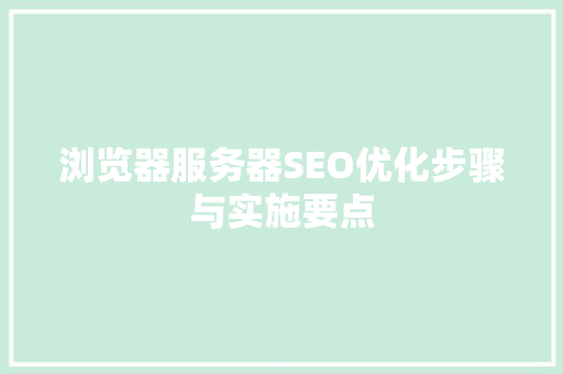 浏览器服务器SEO优化步骤与实施要点  第1张