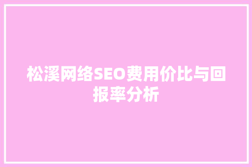 松溪网络SEO费用价比与回报率分析