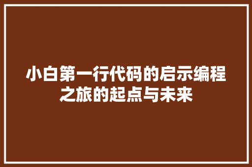 小白第一行代码的启示编程之旅的起点与未来