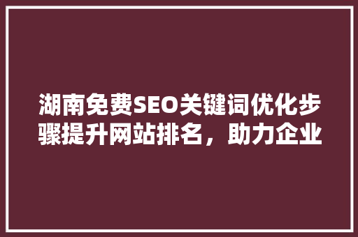 湖南免费SEO关键词优化步骤提升网站排名，助力企业腾飞