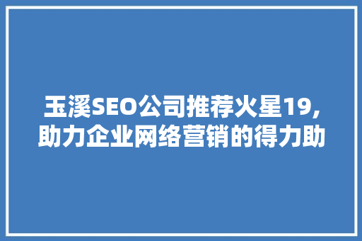玉溪SEO公司推荐火星19,助力企业网络营销的得力助手