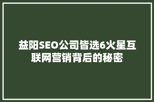 益阳SEO公司皆选6火星互联网营销背后的秘密