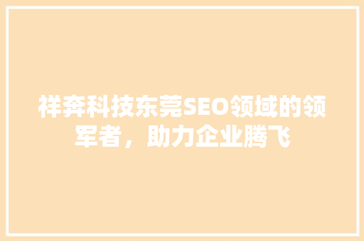 祥奔科技东莞SEO领域的领军者，助力企业腾飞