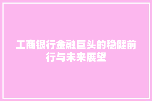 工商银行金融巨头的稳健前行与未来展望