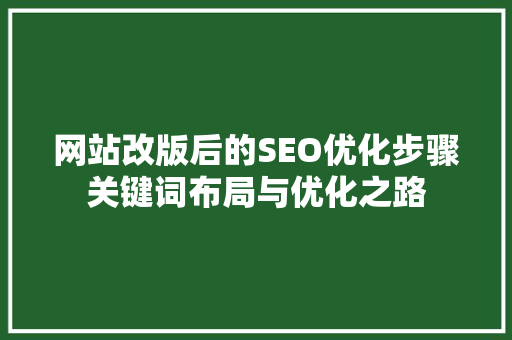网站改版后的SEO优化步骤关键词布局与优化之路