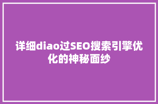 详细diao过SEO搜索引擎优化的神秘面纱