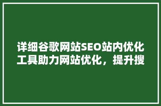 详细谷歌网站SEO站内优化工具助力网站优化，提升搜索引擎排名
