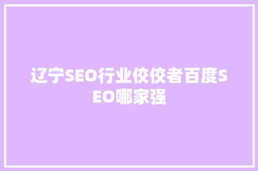 辽宁SEO行业佼佼者百度SEO哪家强