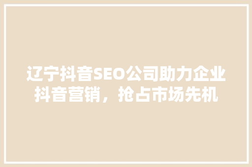 辽宁抖音SEO公司助力企业抖音营销，抢占市场先机