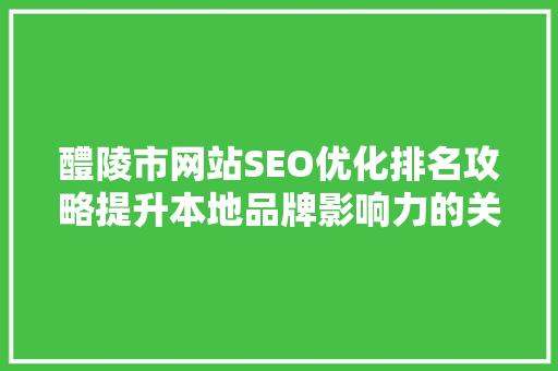 醴陵市网站SEO优化排名攻略提升本地品牌影响力的关键路径  第1张