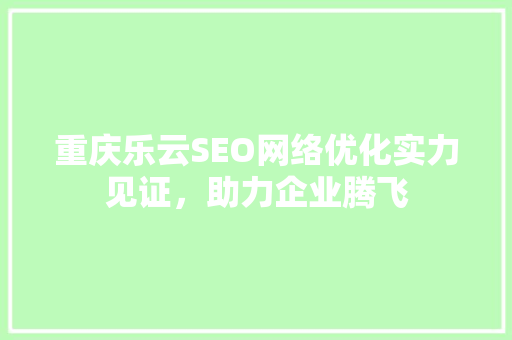 重庆乐云SEO网络优化实力见证，助力企业腾飞