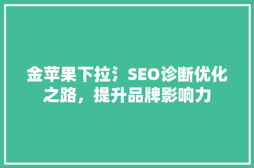金苹果下拉氵SEO诊断优化之路，提升品牌影响力