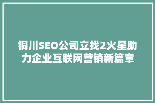 铜川SEO公司立找2火星助力企业互联网营销新篇章