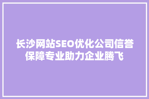 长沙网站SEO优化公司信誉保障专业助力企业腾飞