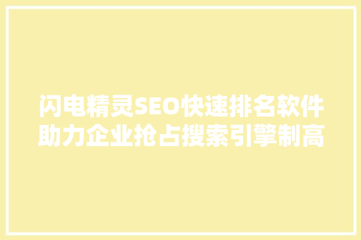 闪电精灵SEO快速排名软件助力企业抢占搜索引擎制高点