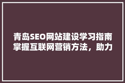 青岛SEO网站建设学习指南掌握互联网营销方法，助力企业腾飞