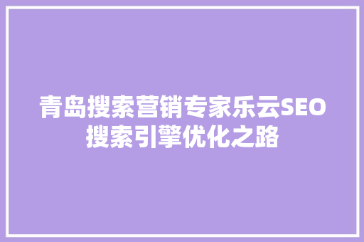 青岛搜索营销专家乐云SEO搜索引擎优化之路