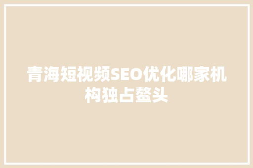 青海短视频SEO优化哪家机构独占鳌头