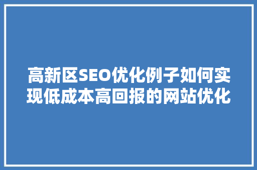 高新区SEO优化例子如何实现低成本高回报的网站优化步骤