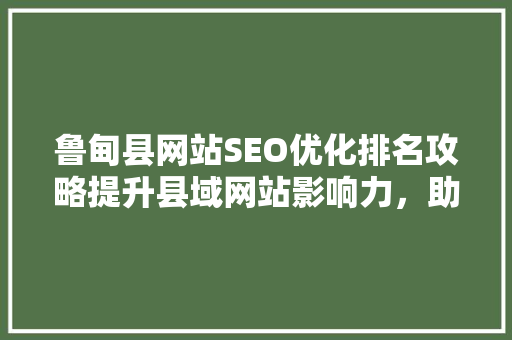 鲁甸县网站SEO优化排名攻略提升县域网站影响力，助力乡村振兴