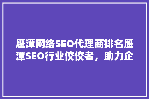 鹰潭网络SEO代理商排名鹰潭SEO行业佼佼者，助力企业腾飞
